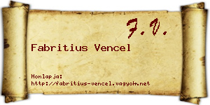 Fabritius Vencel névjegykártya
